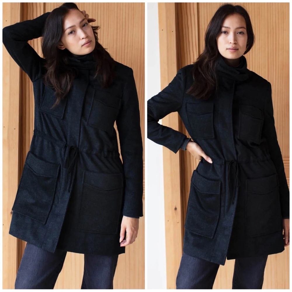 EMERSON FRY Army Coat - Charcoal Wool Cashmere - Picture 4 of 11